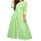 Gown Cotton Green Strips Print Gown