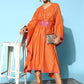 Casual Kurti Crepe Silk Orange Strips Print Kurtis