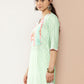 Casual Kurti Crepe Silk Sea Green Strips Print Kurtis