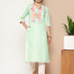 Casual Kurti Crepe Silk Sea Green Strips Print Kurtis