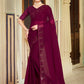 Classic Chiffon Wine Stone Saree