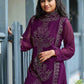 Designer Gown Faux Georgette Purple Swarovski Gown