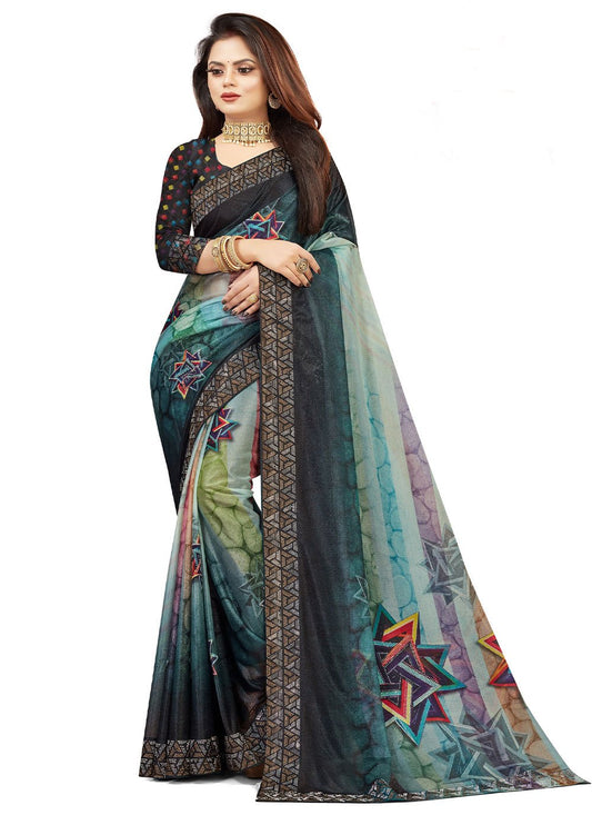 Classic Lycra Multi Colour Digital Print Saree