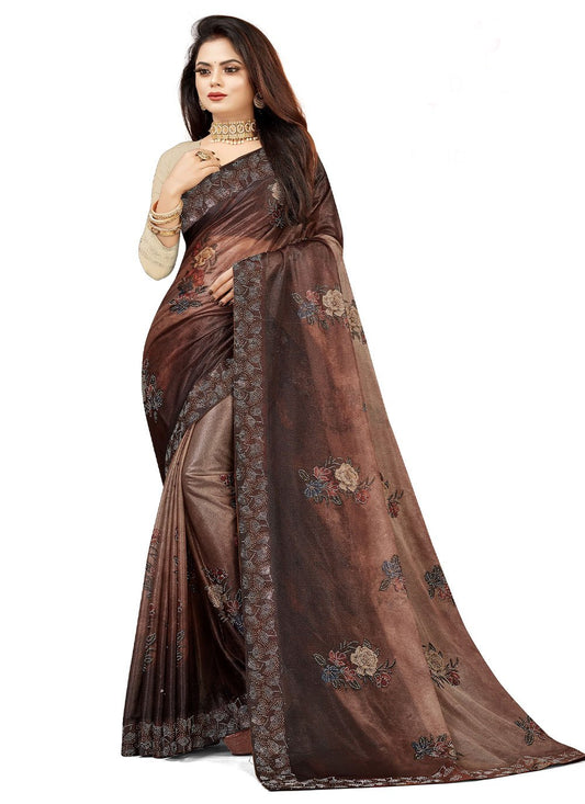 Trendy Saree Lycra Multi Colour Digital Print Saree