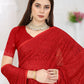 Classic Georgette Red Embroidered Saree