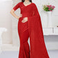 Classic Georgette Red Embroidered Saree