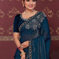 Trendy Saree Satin Teal Swarovski Saree