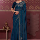 Trendy Saree Satin Teal Swarovski Saree