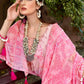 Classic Weight Less Pink Floral Patch Saree