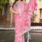 Classic Weight Less Pink Floral Patch Saree
