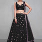 Lehenga Choli Tafeta Silk Black Embroidered Lehenga Choli