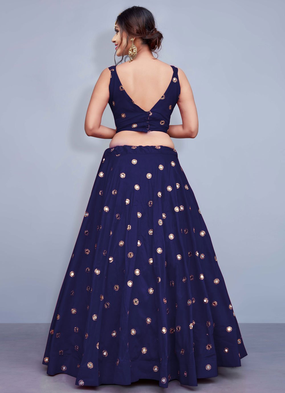 Lehenga Choli Tafeta Silk Blue Embroidered Lehenga Choli