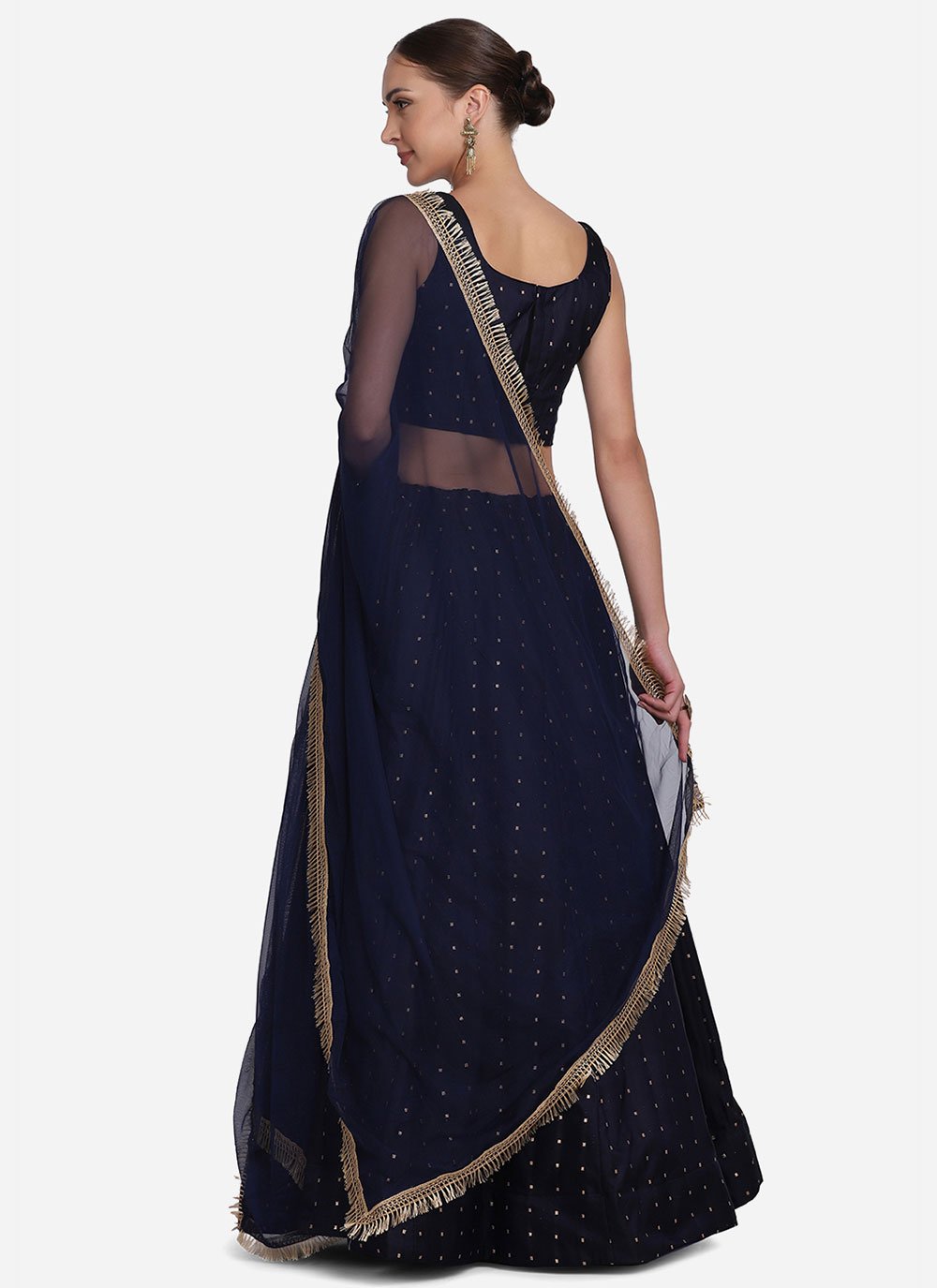 Lehenga Choli Tafeta Silk Blue Foil Print Lehenga Choli