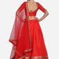 Lehenga Choli Tafeta Silk Red Plain Lehenga Choli