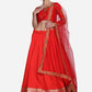 Lehenga Choli Tafeta Silk Red Plain Lehenga Choli