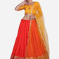 Lehenga Choli Tafeta Silk Orange Plain Lehenga Choli