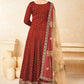 Anarkali Suit Tafeta Silk Red Embroidered Salwar Kameez