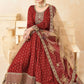 Anarkali Suit Tafeta Silk Red Embroidered Salwar Kameez