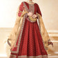 Anarkali Suit Tafeta Silk Red Embroidered Salwar Kameez