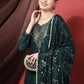 Pant Style Suit Silk Teal Embroidered Salwar Kameez