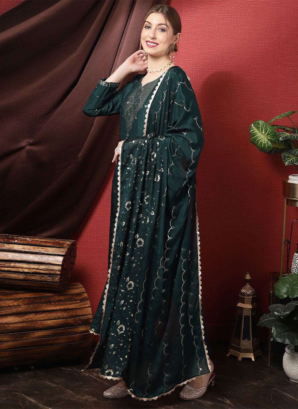 Pant Style Suit Silk Teal Embroidered Salwar Kameez