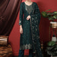 Pant Style Suit Silk Teal Embroidered Salwar Kameez
