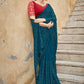 Contemporary Chinon Teal Sequins Saree