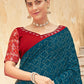 Contemporary Chinon Teal Sequins Saree