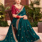 Classic Silk Teal Embroidered Saree