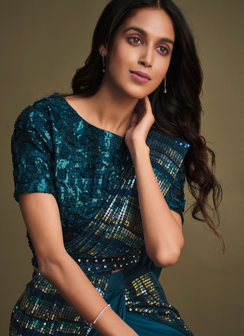 Classic Silk Teal Embroidered Saree