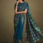 Classic Silk Teal Embroidered Saree