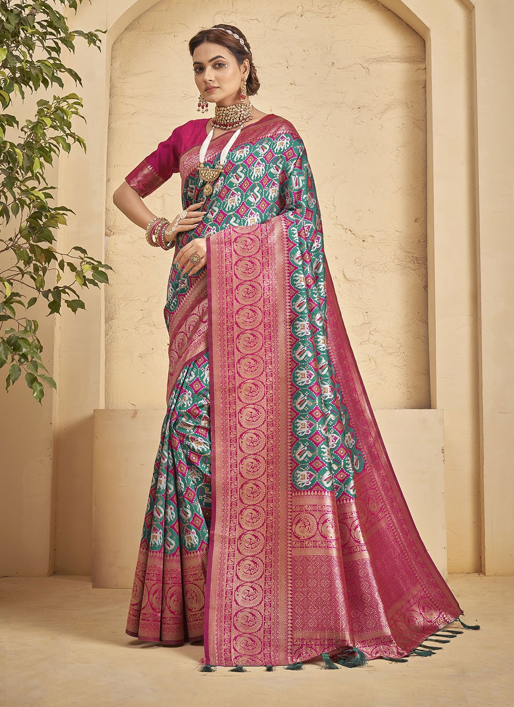 Traditional Saree Patola Silk Teal Weaving Saree