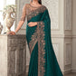 Traditional Saree Silk Teal Embroidered Saree