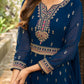 Anarkali Suit Faux Georgette Teal Embroidered Salwar Kameez