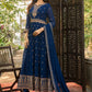 Anarkali Suit Faux Georgette Teal Embroidered Salwar Kameez