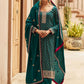 Pakistani Salwar Suit Silk Teal Embroidered Salwar Kameez