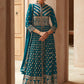 Salwar Suit Georgette Teal Embroidered Salwar Kameez