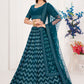Lehenga Choli Georgette Teal Embroidered Lehenga Choli