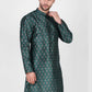Kurta Pyjama Art Silk Teal Print Mens