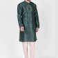 Kurta Pyjama Art Silk Teal Print Mens