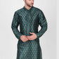Kurta Pyjama Art Silk Teal Print Mens