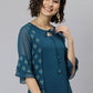 Party Wear Kurti Faux Crepe Teal Print Kurtis