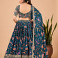 A Line Lehenga Faux Georgette Teal Embroidered Lehenga Choli