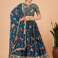 A Line Lehenga Faux Georgette Teal Embroidered Lehenga Choli