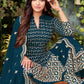 Salwar Suit Faux Georgette Teal Embroidered Salwar Kameez