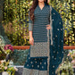 Salwar Suit Faux Georgette Teal Embroidered Salwar Kameez