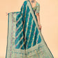 Classic Organza Teal Woven Saree