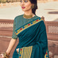 Contemporary Vichitra Silk Teal Embroidered Saree