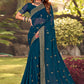 Trendy Saree Georgette Teal Embroidered Saree