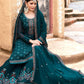 Palazzo Salwar Suit Georgette Teal Embroidered Salwar Kameez